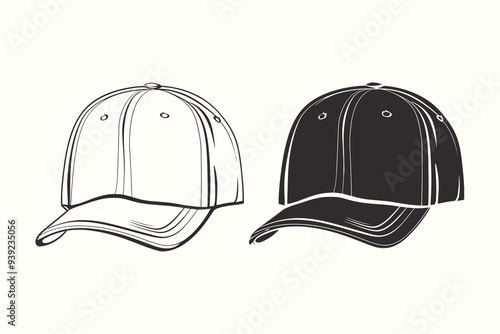 Snapback Cap with Logo silhouette vector with white background