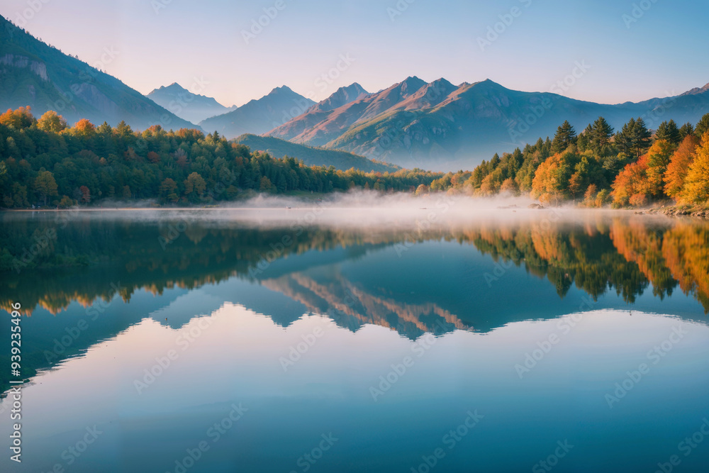 A beautiful lake with mountains in the background A beautiful lake with mountains in the background