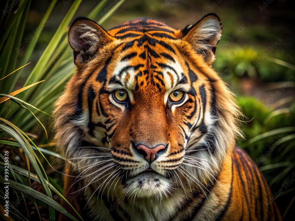 Fototapeta premium Unseen Predator: Latent danger, lurking threats, earthy hues, realistic textures, animalistic motifs