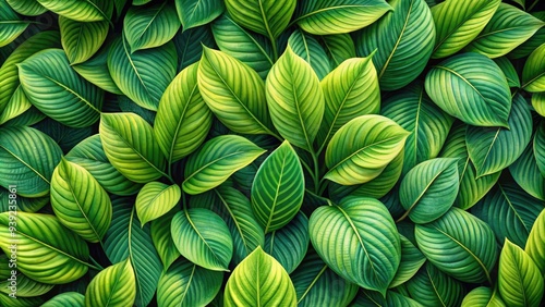 Wallpaper Mural Vibrant green leaves overlap and blend into a continuous, seamless pattern, creating a stunning natural backdrop with endless design possibilities. Torontodigital.ca