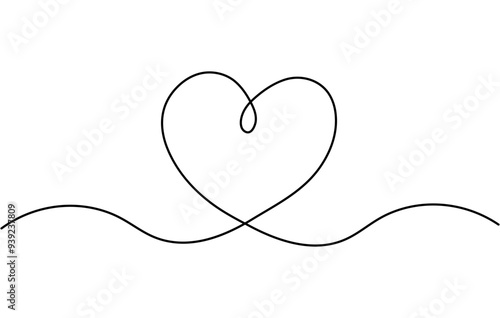 Cute Hand Drawn Line Heart Vector Illustration
