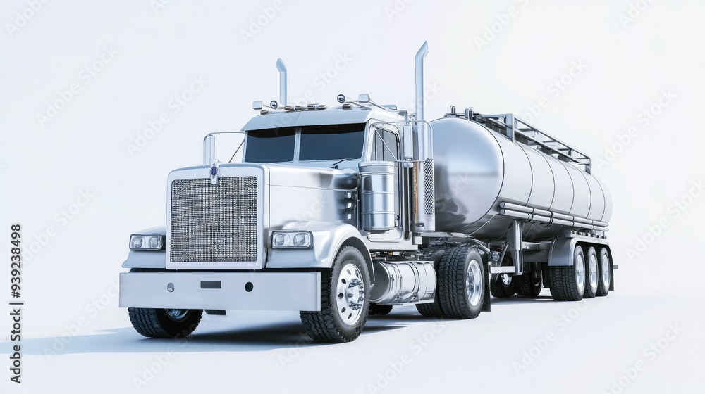 Truck with Tank Trailer 3D rendering on white background Truck with Tank Trailer 3D rendering on white background