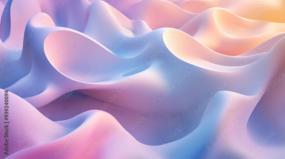 Fototapeta premium Abstract 3D render of soft, flowing pastel shapes.