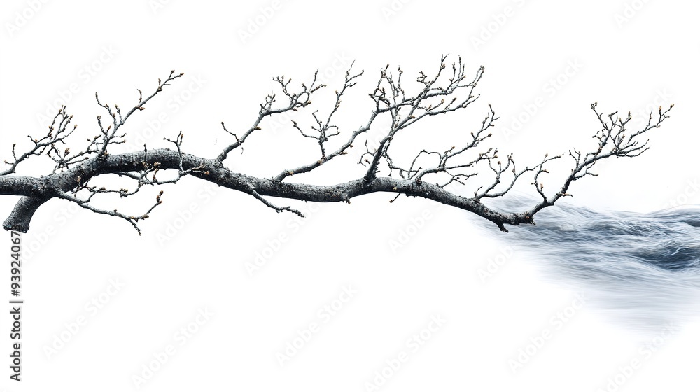 Obraz premium Narrow Branch of the River in the Mountains: A Scenic View of a Narrow River Branch Winding Through Majestic Mountain Terrain. 