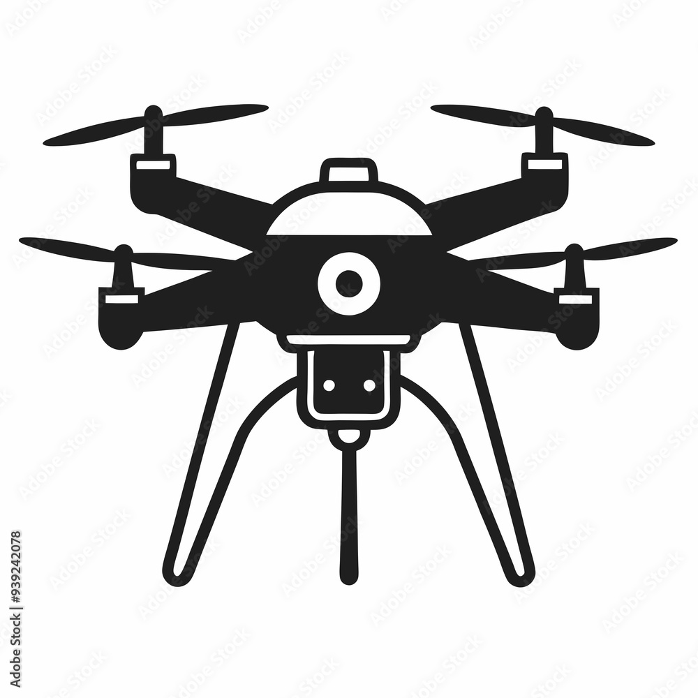 Drone - Quadcopter. Icon with reflection on white background generated by AI Drone - Quadcopter. Icon with reflection on white background generated by AI