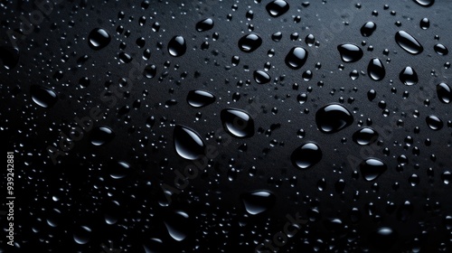 Wallpaper Mural Water drops on black background. Rain condensation  raindrops or glass spheres on dark window surface. Abstract wet texture  backdrop  graphic template for ads design  Realistic 3d vector illustration Torontodigital.ca