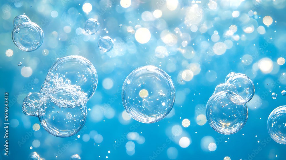 "Light Blue Background with Floating Bubbles Creating a Soft and Airy ...