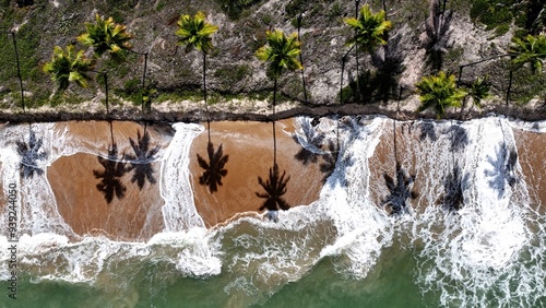 Coqueirinho Beach At Conde In Paraiba Brazil. Beach Landscape. Travel Destination. Nature Background. Outdoors Aerial. Coqueirinho Beach At Conde Paraiba Brazil. photo