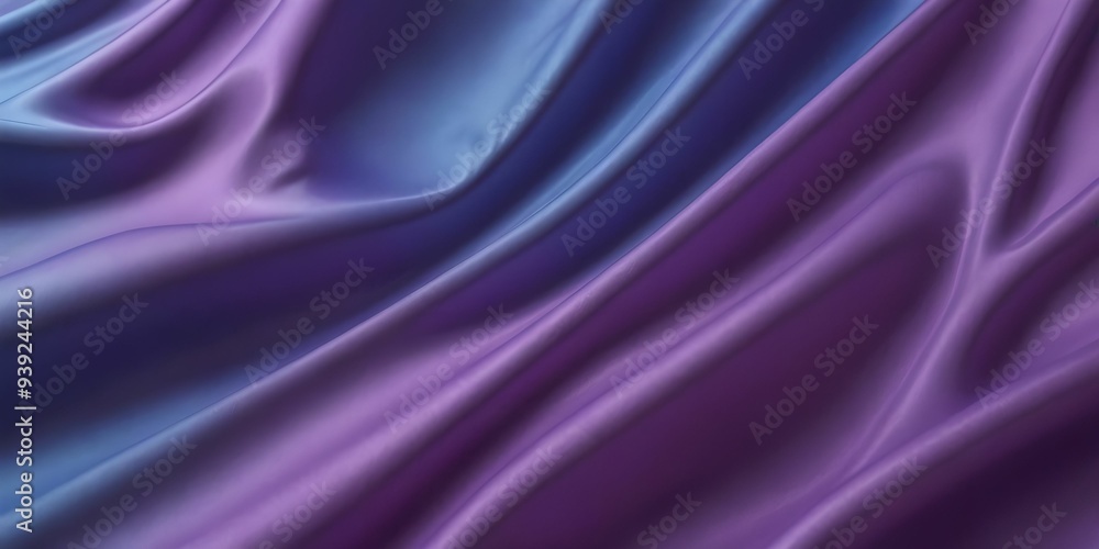 Obraz premium Fabric wallpaper with a 3D relief wavy surface. Purple and blue gradient.
