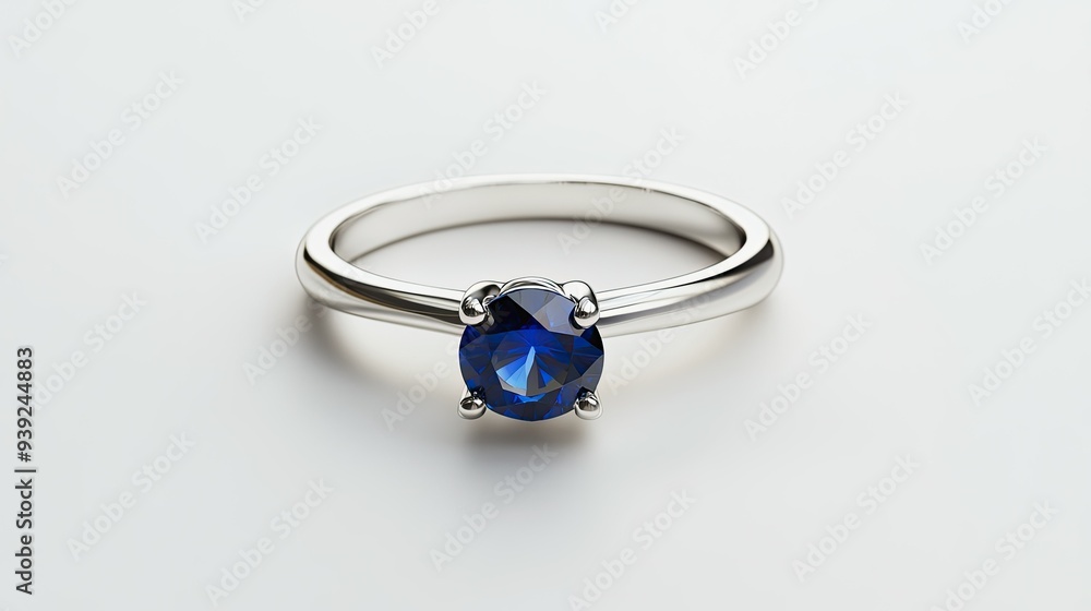 White gold ring with a sapphire elegantly showcased White gold ring with a sapphire elegantly showcased