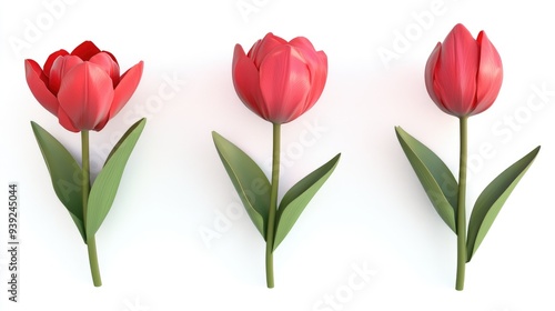 Wallpaper Mural Tulip flower isolated on white background 3d Torontodigital.ca