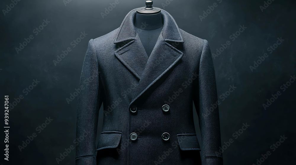 A classic men's double-breasted wool coat. A classic men's double-breasted wool coat.