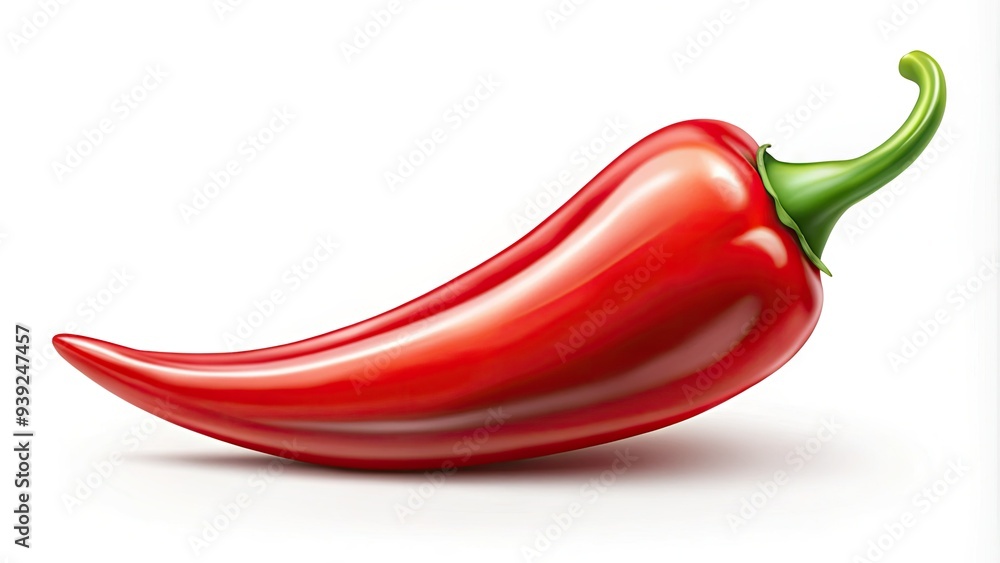 Vibrant red-hot pepper icon with glossy texture and subtle shadow, set against a clean white background, perfect for adding spice to food-related designs. Vibrant red-hot pepper icon with glossy texture and subtle shadow, set against a clean white background, perfect for adding spice to food-related designs.