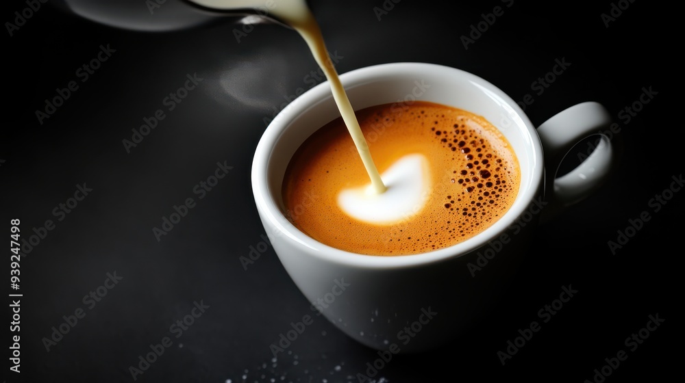 Steaming Milk Pouring into Espresso Steaming Milk Pouring into Espresso