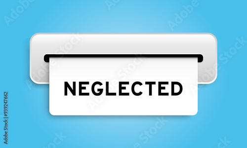 White coupon banner with word neglected from machine on blue color background