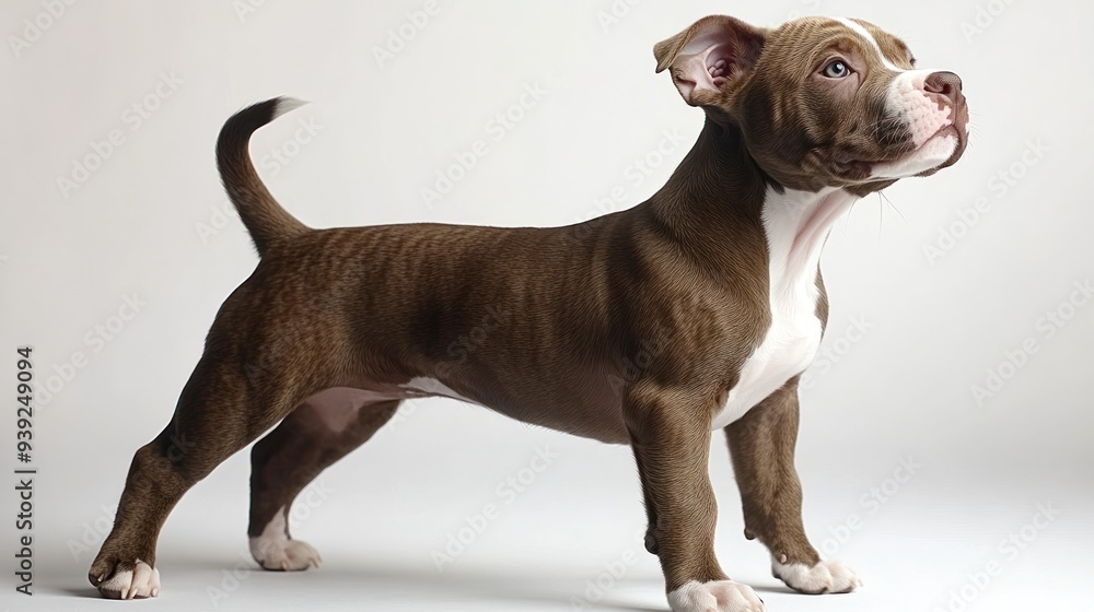 A striking dog stands tall, showcasing its playful spirit and unique markings A striking dog stands tall, showcasing its playful spirit and unique markings