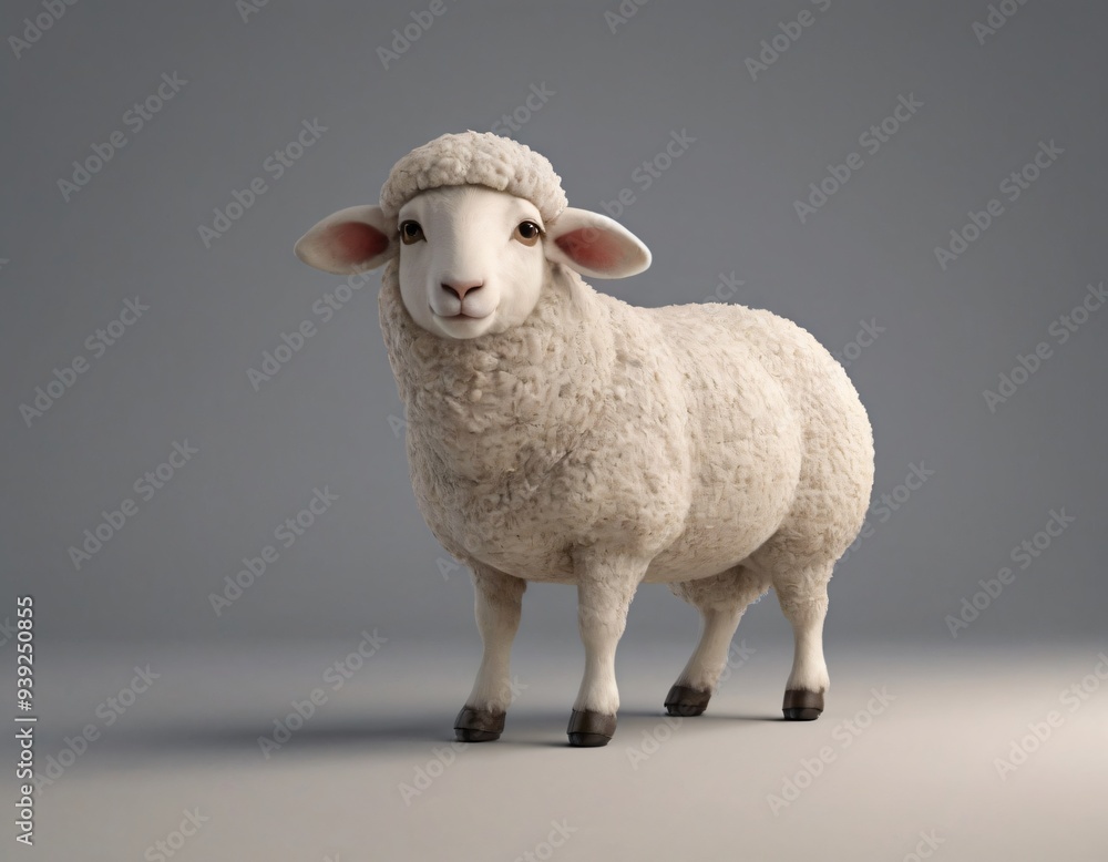 High resolution cute smiling sheep with wool 3d character image, Sheep 3d illustration image. High resolution cute smiling sheep with wool 3d character image, Sheep 3d illustration image.