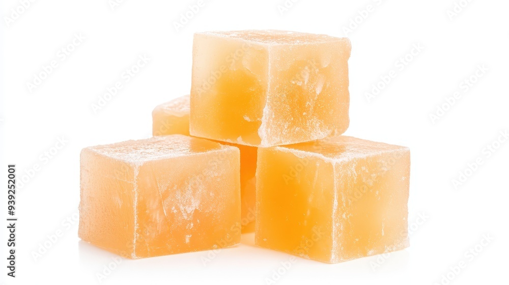 A stack of yellow cubes with a white background