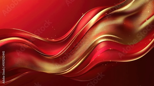 Sophisticated red and gold abstract background with smooth curves and shimmering highlights  ideal for luxury themes and premium designs. Vector illustration