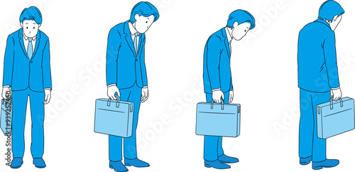 Various angles of a Businessperson feeling down (male) illustration