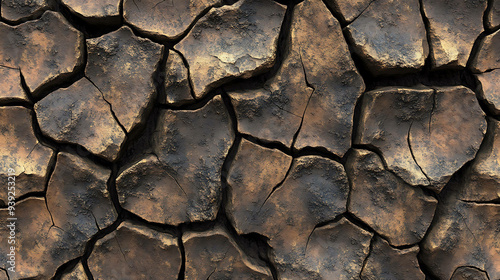 Close up of cracked and dried earth.