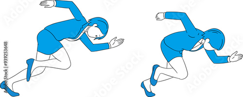 Businessperson starting a sprint (female) illustration