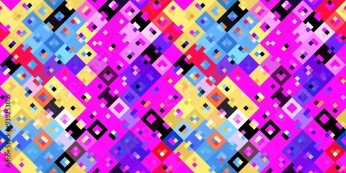 Ditzy pixel abstract rainbow seamless border pattern backdrop. Modern playful variegated repeating graphic design for kids, textile and home decor trim edge. 