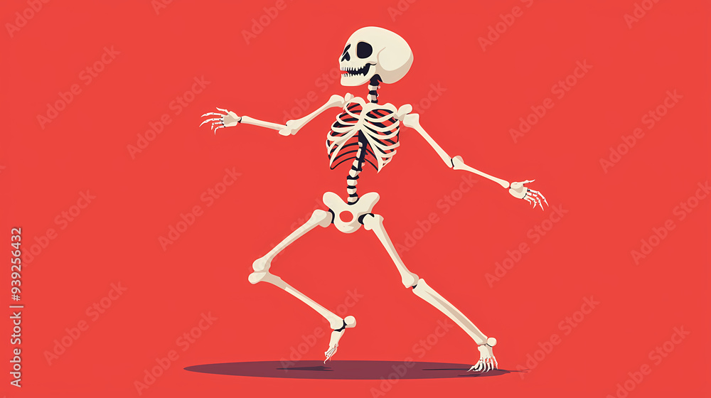 Dancing Skeleton on a Red Background Dancing Skeleton on a Red Background
