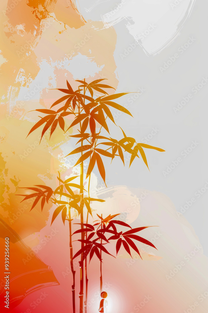 Obraz premium Artistic Bamboo Illustration with Soft Pastel Tones