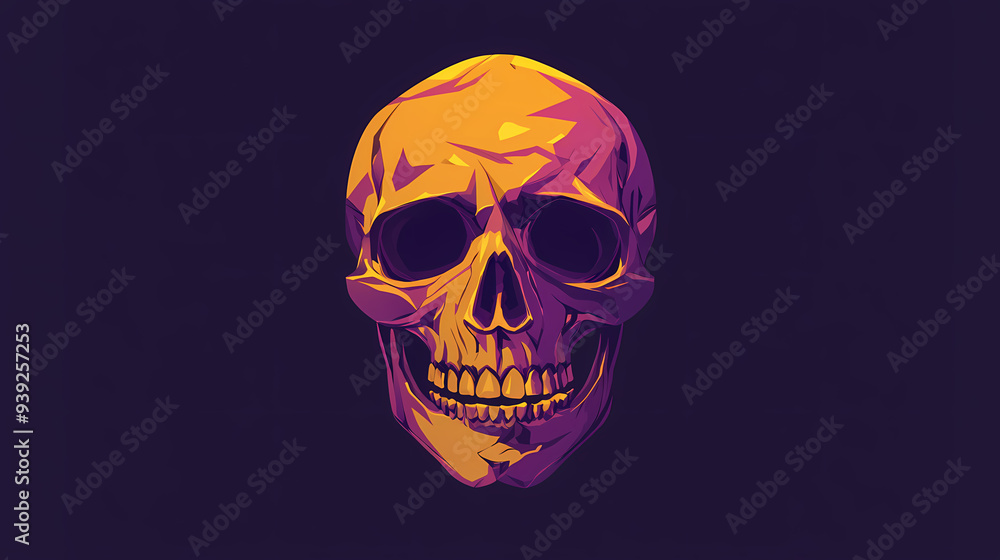 Digital Skull in Purple and Gold Digital Skull in Purple and Gold