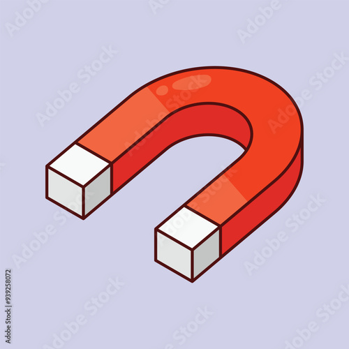 Magnet vector icon. U shaped Magnet icon. Physics Magnet science. magnet attraction