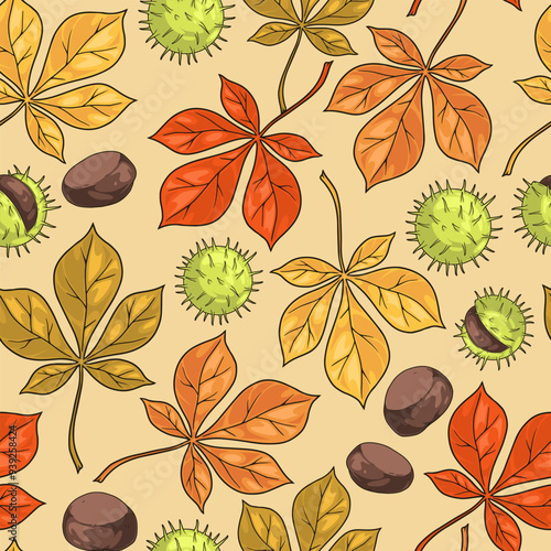 Chestnut tree pattern seamless colorful