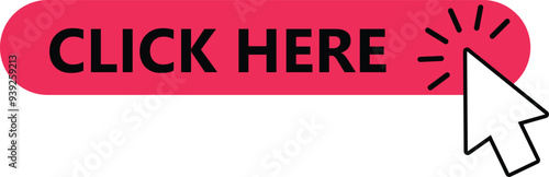 label with arrow pictogram. Click here button with arrow. pointer clicking icon. Click here vector web button. Web button with action of arrow pointer button concept. Vector illustration