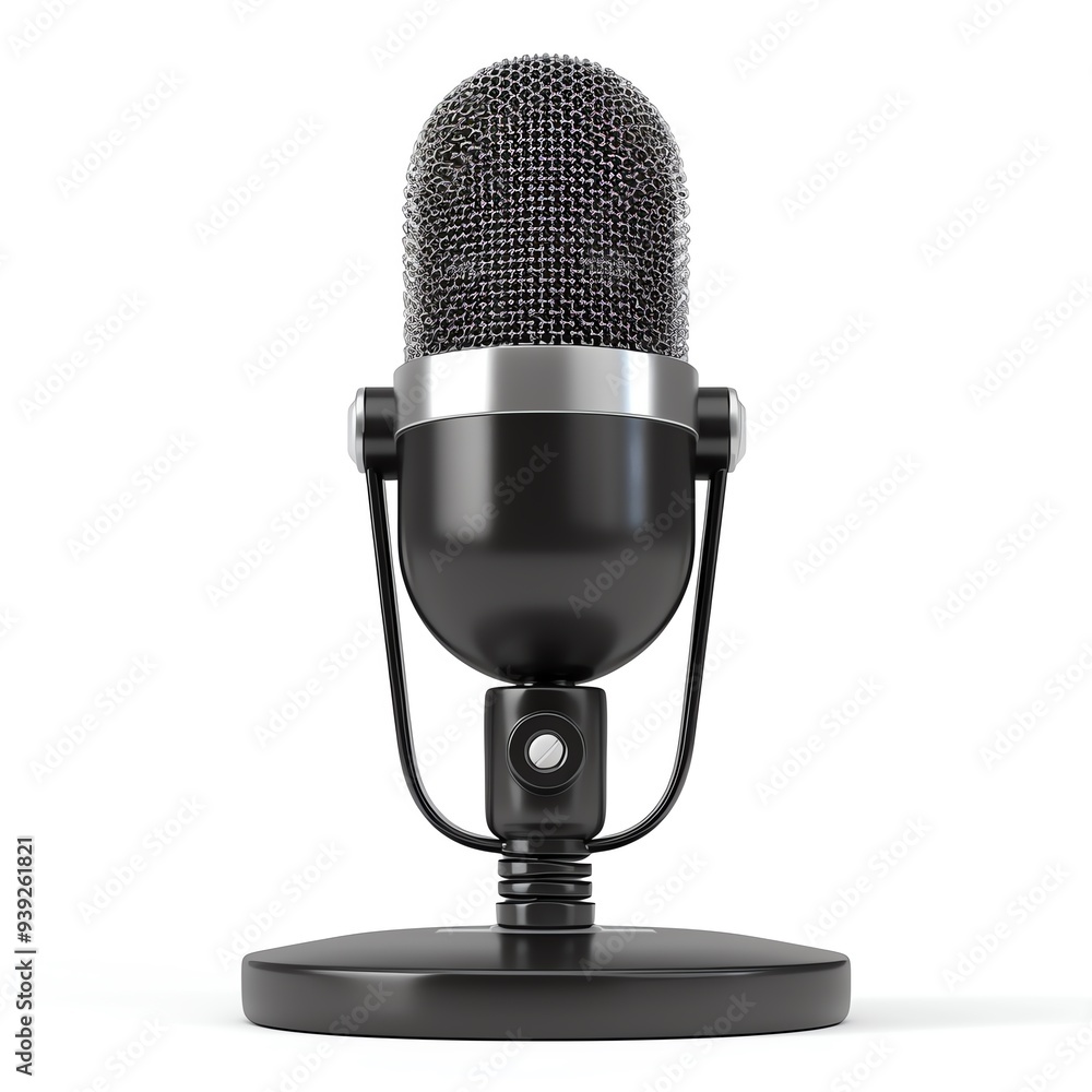 High-quality studio microphone on a stand, perfect for podcasts, recording, and broadcasting in a professional setting. High-quality studio microphone on a stand, perfect for podcasts, recording, and broadcasting in a professional setting.