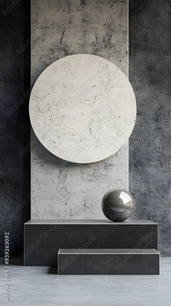 10. Elegant 3D render with interlocking geometric figures and a textured circle ceramic backdrop 10. Elegant 3D render with interlocking geometric figures and a textured circle ceramic backdrop