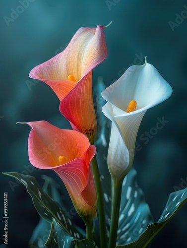 Elegant Calla Lilies in Soft Pastel Colors photo