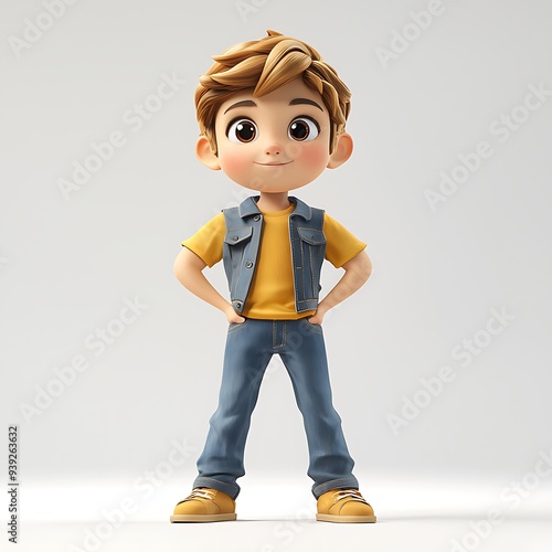 A cartoon child standing with one hand on their hip, looking confident, 