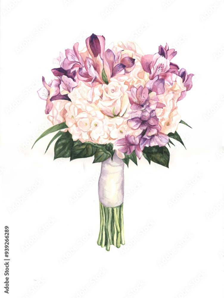 Obraz premium flowers watercolor painting wedding bouquet