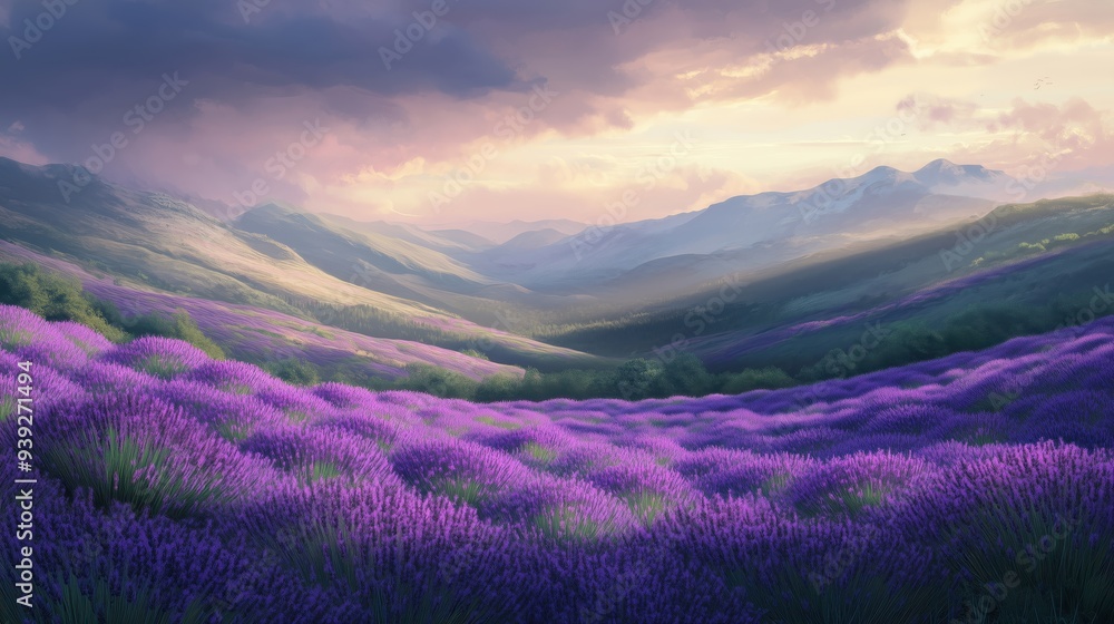 Lavender Covered Hills with Soft Breeze Lavender Covered Hills with Soft Breeze