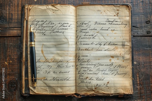 An open notebook with handwritten notes