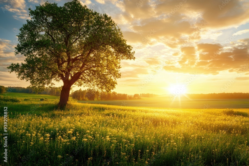 Sustainable energy options: harnessing wind and solar power for a green future with vibrant sunrises and thriving landscapes Sustainable energy options: harnessing wind and solar power for a green future with vibrant sunrises and thriving landscapes