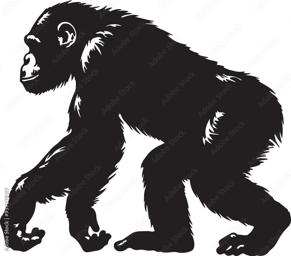 Chimpanzee silhouette vector style with White Background Chimpanzee silhouette vector style with White Background