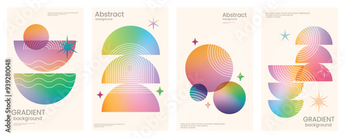 Wallpaper Mural Abstract Gradient Geometric with Star background design collection. Geometric modern design. printable posters, banners, template concept. Gradient Design Torontodigital.ca