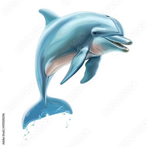Wallpaper Mural Dolphin Awe emotion fantasy animal cartoon isolated whitebackground Torontodigital.ca
