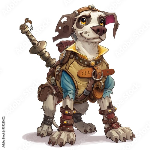 Dog Runesmith Occupation fantasy animal cartoon isolated whitebackground