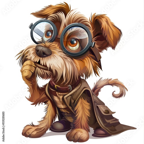 Dog Seer Occupation fantasy animal cartoon isolated whitebackground
