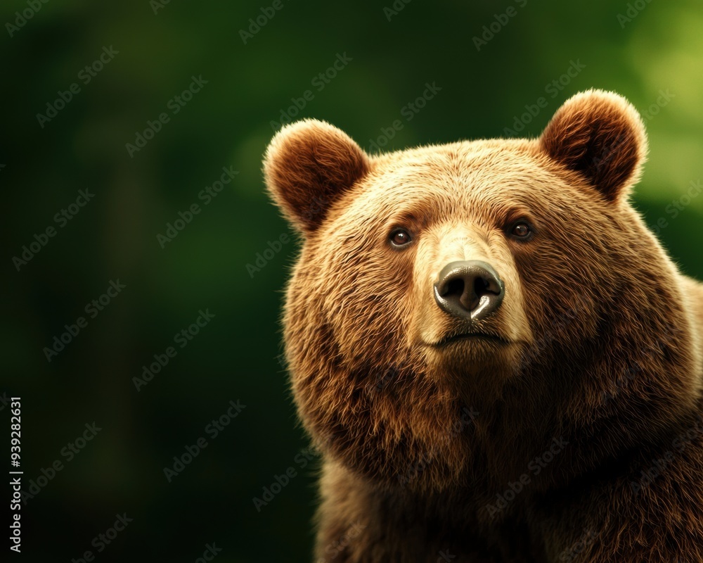 Majestic Brown Bear in Forest with Lush Green Background, Animal in Nature Majestic Brown Bear in Forest with Lush Green Background, Animal in Nature