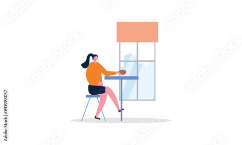 MobilePeople spend their free time drinking a mug of coffee illustration