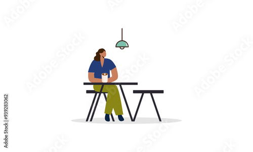 MobilePeople spend their free time drinking a mug of coffee illustration