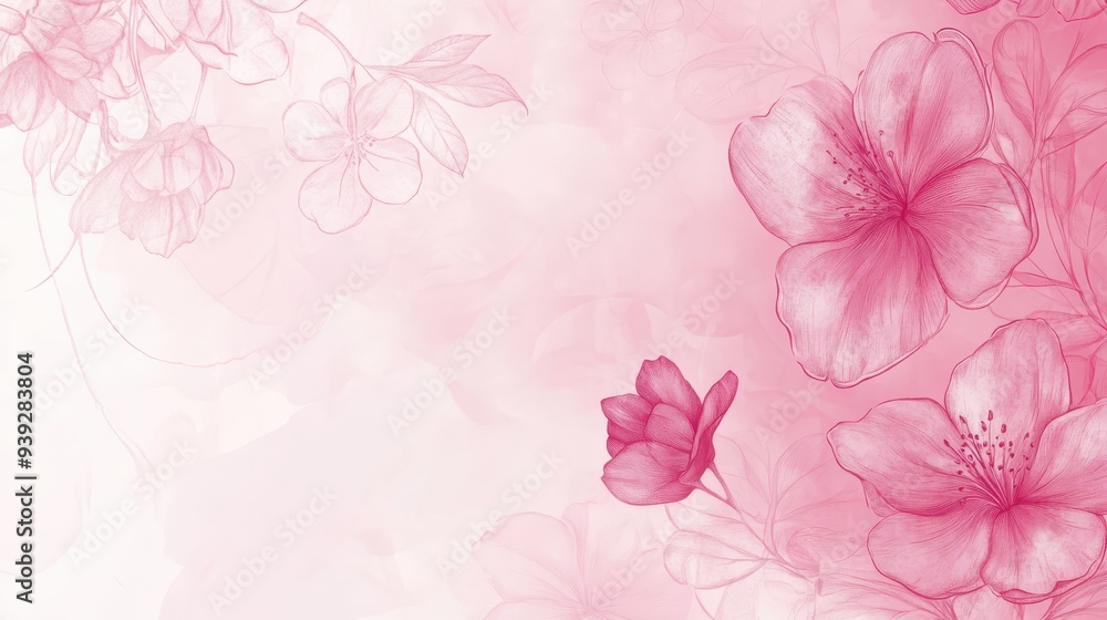 A soft pink floral background featuring delicate outlines of flowers. A soft pink floral background featuring delicate outlines of flowers.